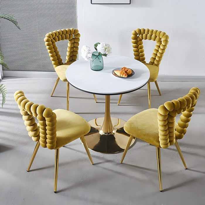 Modern Chair With Iron Tube Legs, Soft Cushions And Comfortable Backrest, Suitable For Dining Room, Living Room, Cafe, Hairball Back