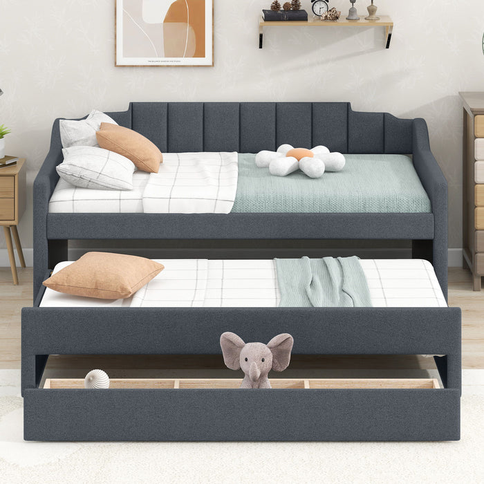 Upholstered Simple Design Daybed With Trundle And 3 Drawers