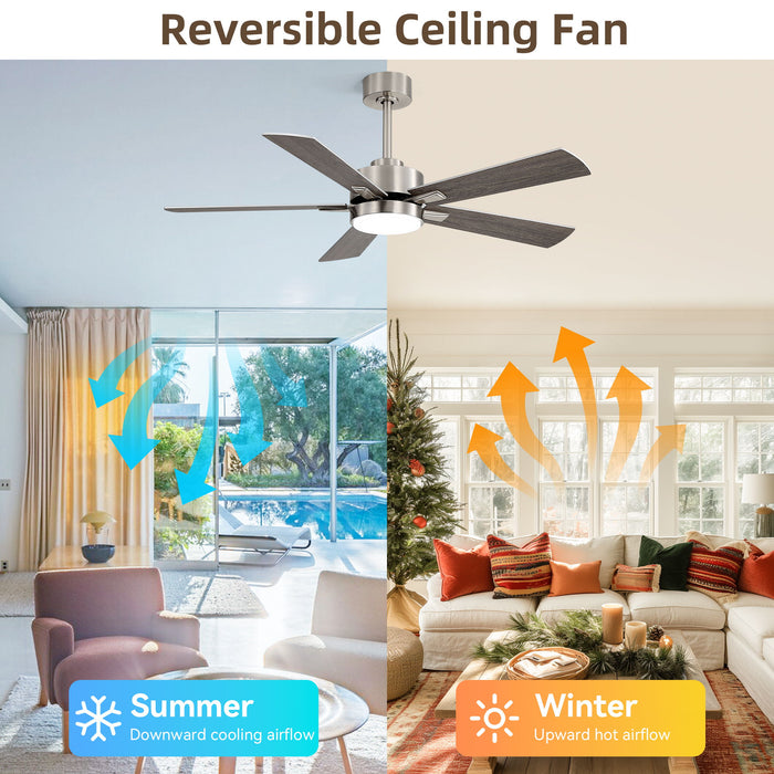 Reversible DC Motor Ceiling Fan With Dimmable LED Light For Living Room