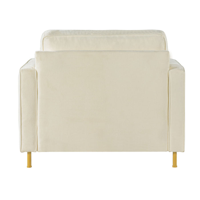 Accent Chair Upholstered Single Sofa With Square Arms, Sewn Pillow Back For Living Room