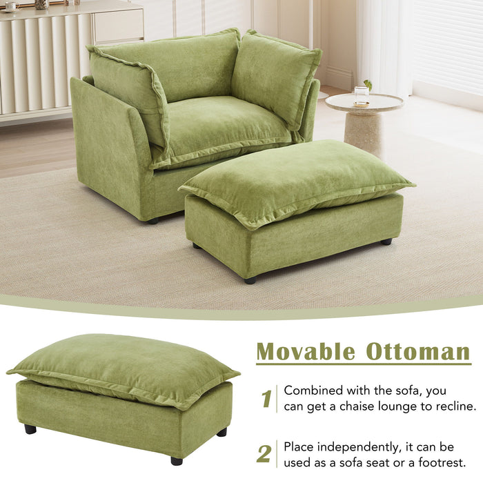 Modern Armchair Sofa With Movable Ottoman