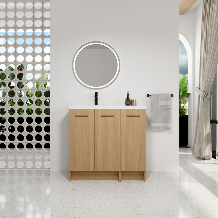 Wall Mounted Floating Bathroom Vanity With Sink, 3 Door Modular Cabinet