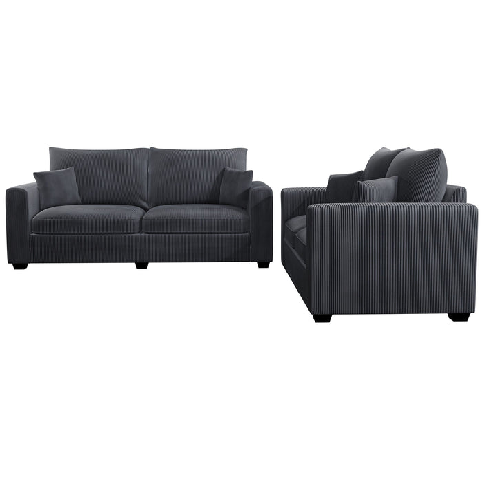 2 Piece Contemporary Style Sofa Set With Matching Pillows
