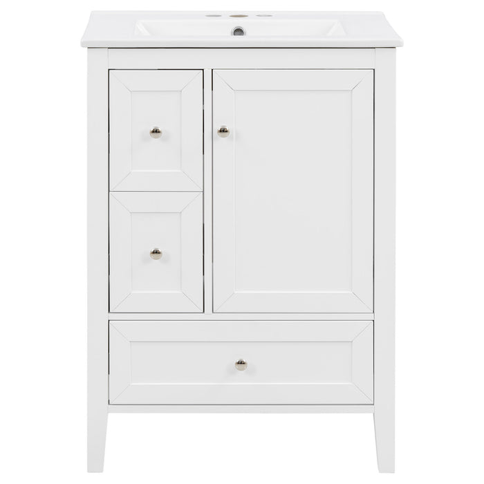 Modern Bathroom Vanity With Sink, Soft Close Drawers & Door, Storage Rack