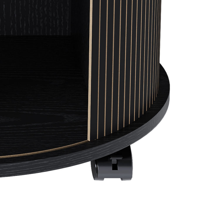 Cylinder Nightstand With Charging Station & Sliding Door