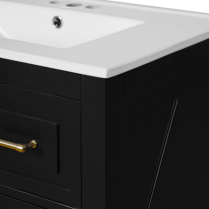 Retro Bathroom Vanity With Sink Combo, Free Standing Single Set With 3 Drawers