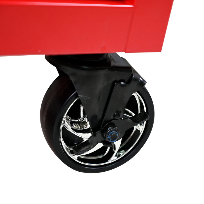 9 Drawer Multifunctional Steel Tool Cart With Wheels And Wooden Top