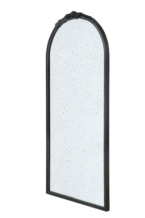 Hand Carved Rose Antique Mirror Frame, Wood Arch Mirror Wall Decor For Living Room