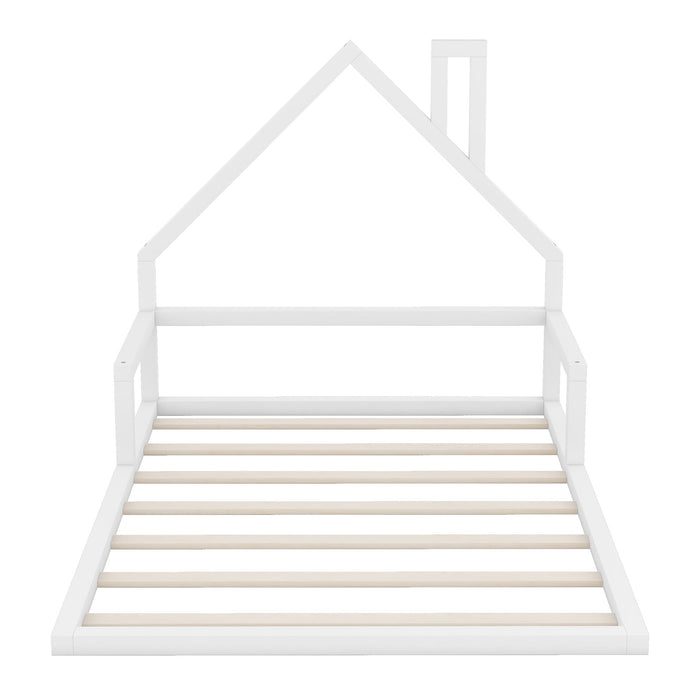 Elegant Floor Bed With House Shaped Headboard