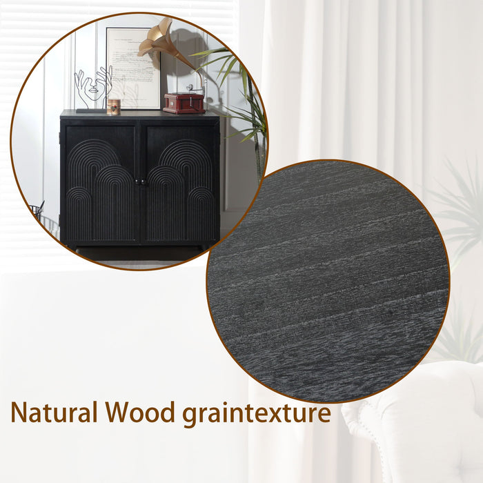 2 Door Accent Cabinet Storage Cabinet With Adjustable Shelf - Black
