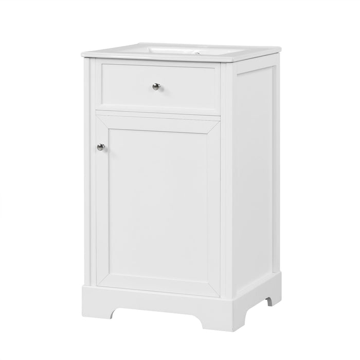 20" Bathroom Vanity With Sink, Soft Closing Cabinet Door, Adjustable Shelf & Storage Rack - White
