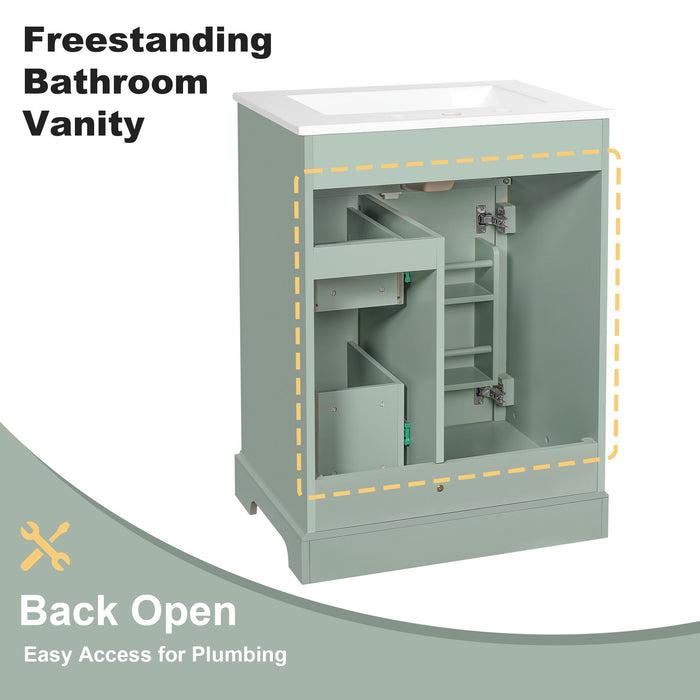 Modern Bathroom Vanity With Sink, 3 Drawers & Cabinet With 2 Tier Door Storage