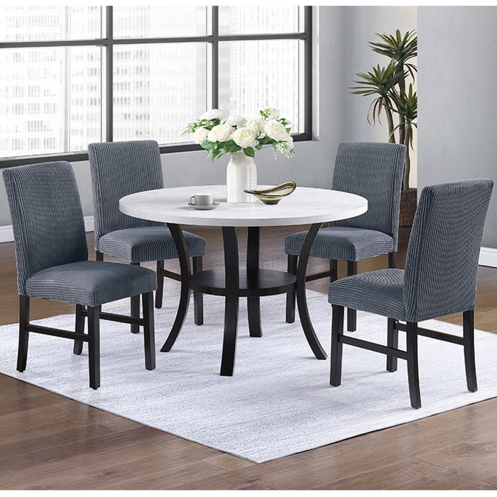 Round Dining Table With Open Bottom Shelf - Black / White