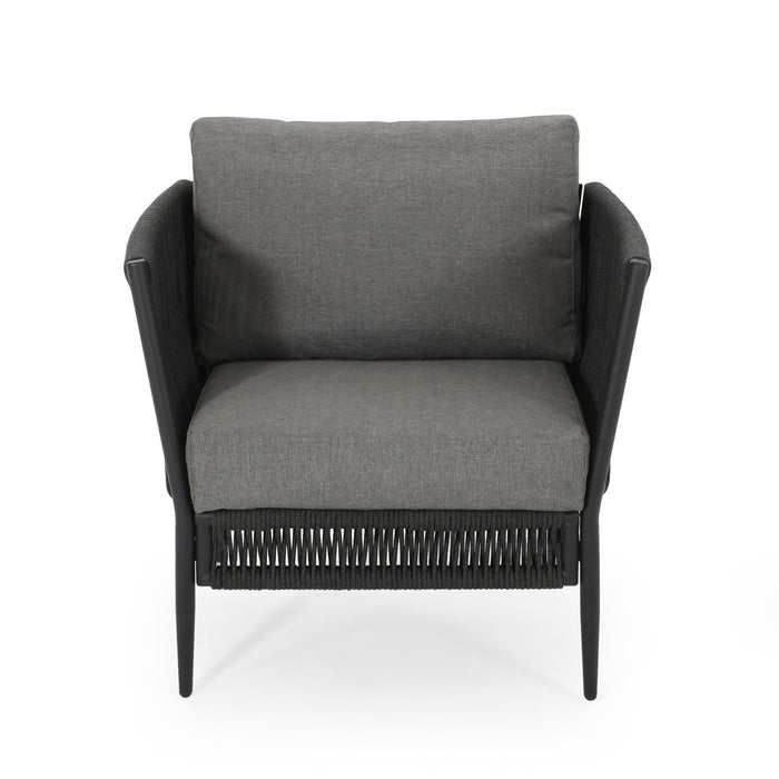 Hanford - Modern Club Chair With Woven Rope Design - Gray