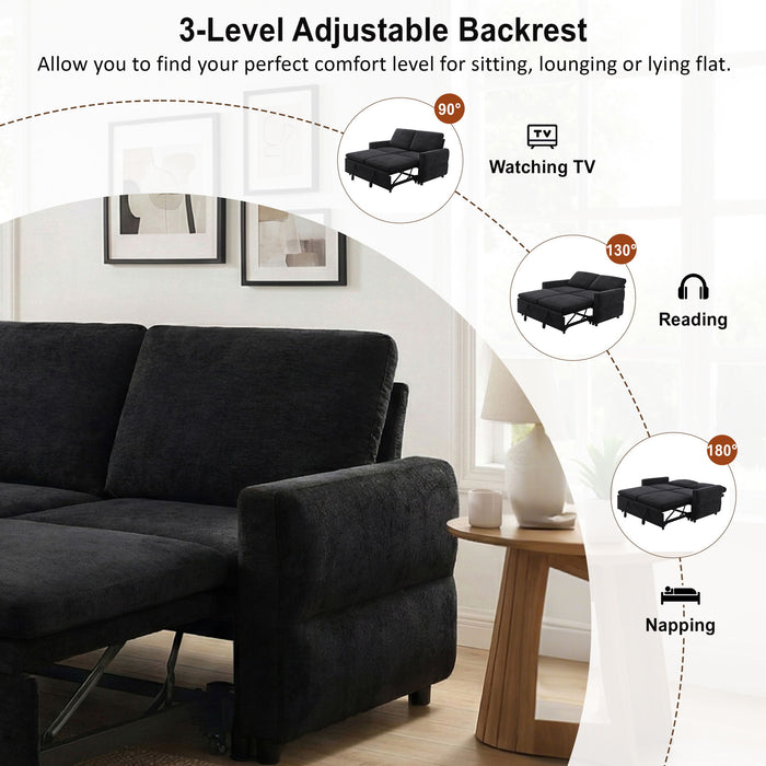 Convertible Sofa Bed Loveseat With Adjustable Backrest And USB Ports