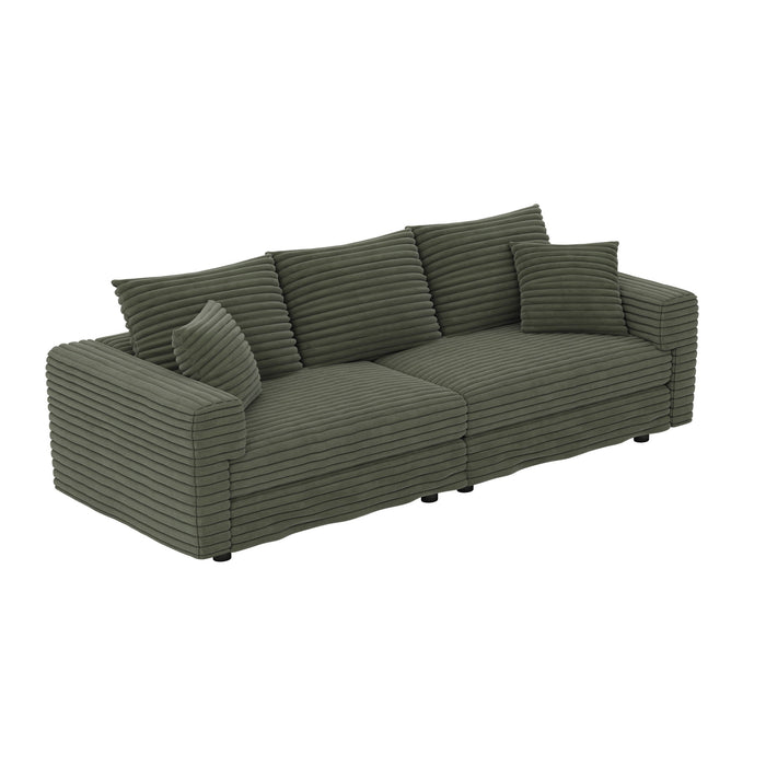 Plush Corduroy 4 Seat Sofa, Modern Comfy Upholstered Sofa Cloud Couch, Deep Seat Couches With Soft Pillows