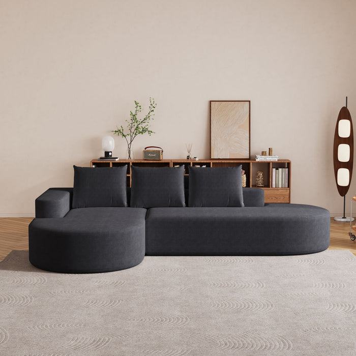 Modern Curved Sofa, L-Shaped Modular Sectional Set With 3 Pillows