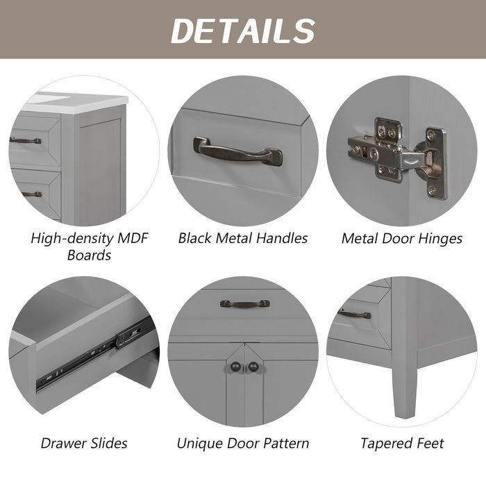 Modern Bathroom Vanity With Sink, Freestanding Design With Drawers And Doors