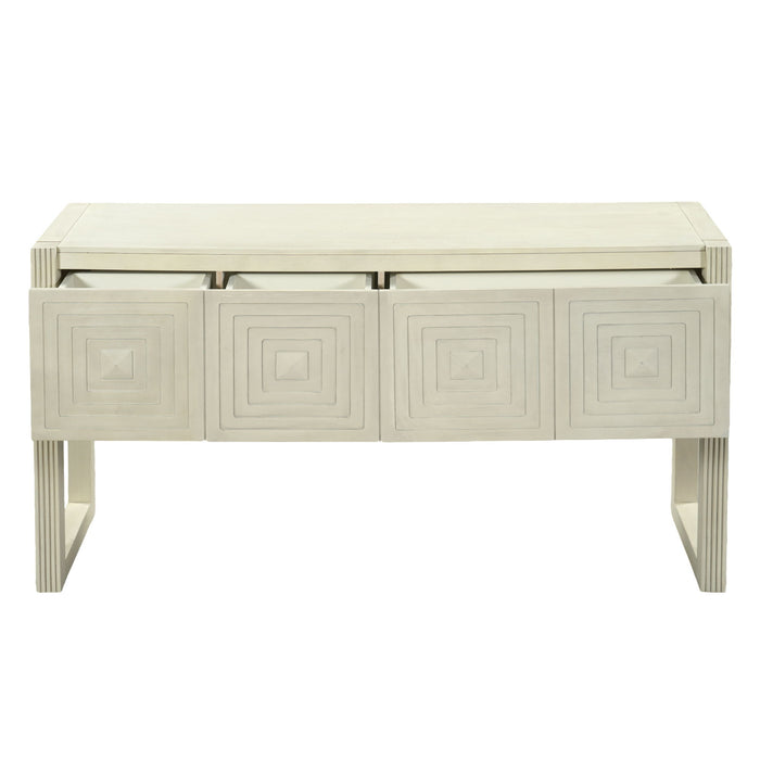 Geometric Carved Console Table With 3 Soft Close Drawers