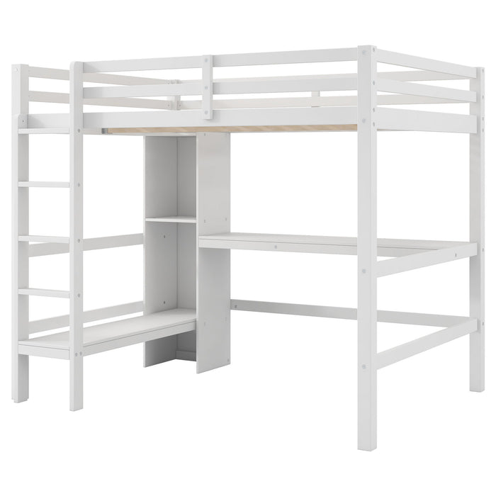 Loft Bed With Built In Desk And Multifunction Shelves
