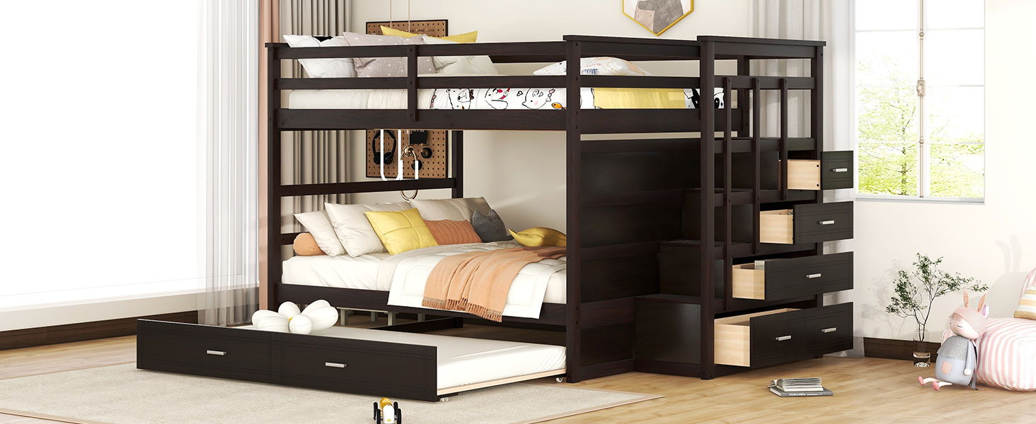 Bunk Bed With Twin Size Trundle And Staircase