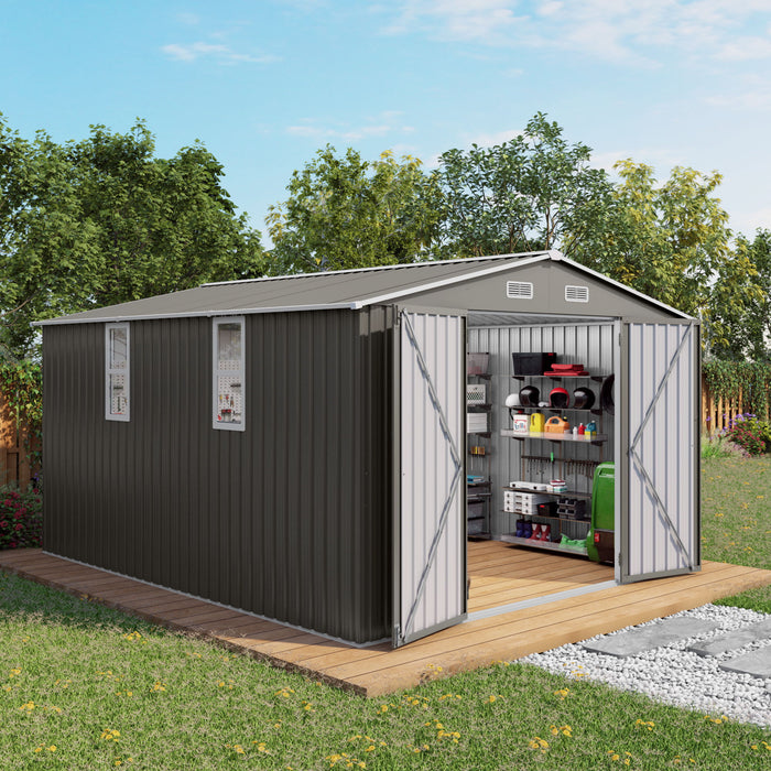 Outdoor Storage Shed With Lockable Doors