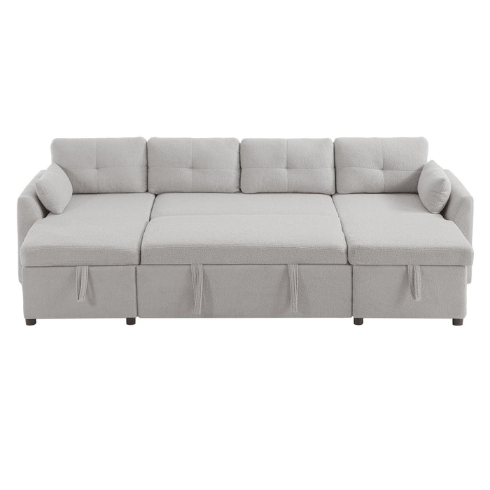 U-Shaped Sectional Sofa Bed With Storage And USB Ports