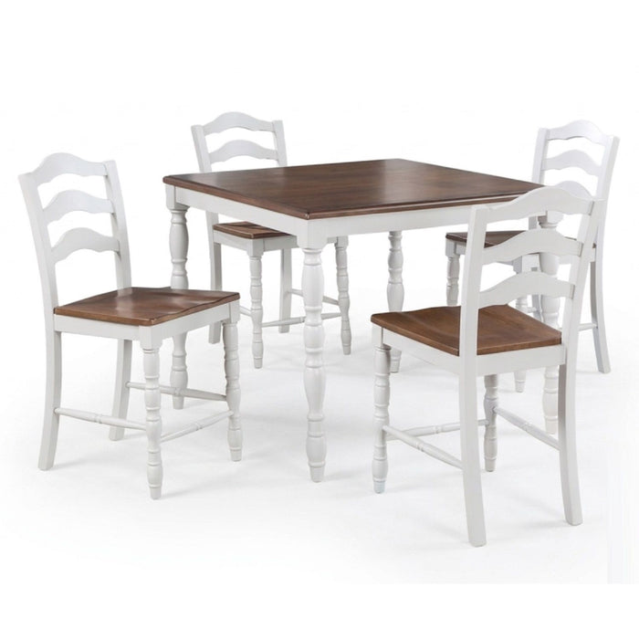 5 Piece Counter Height Dining Set With Table 4 Chairs - Oak / White