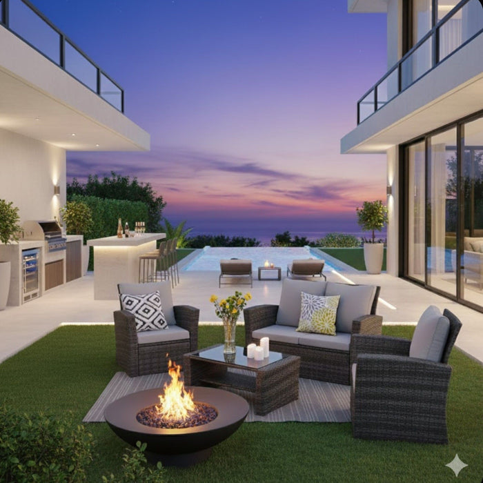 Modern Patio Set With Table And Cushions