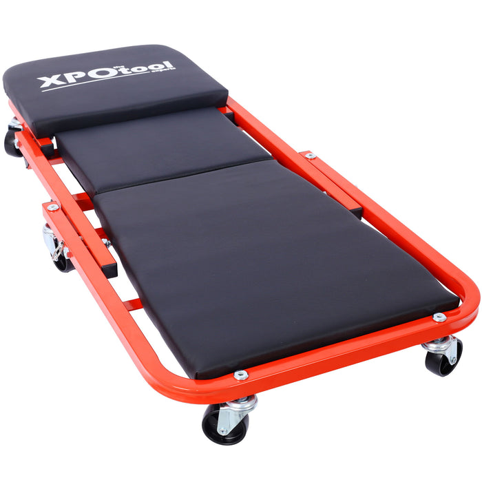 Mechanic Creeper, Z Creeper Seat 2 In 1 Low Profile With 6 Wheels Steel Vinyl - Red