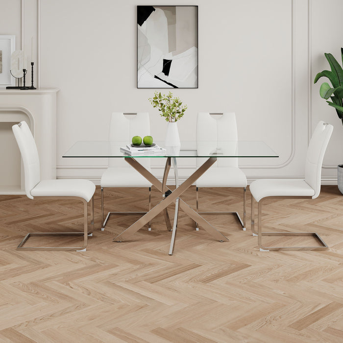 Modern Dining Chairs With Padded Seat And Metal Legs