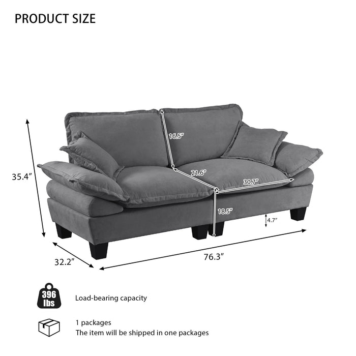 2 Seater Modular Loveseat With Curved Armrests