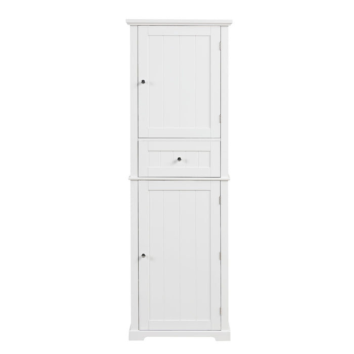 Tall Freestanding Bathroom Storage Cabinet With Drawer And Adjustable Shelf