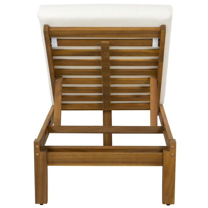 Adjustable Outdoor Patio Lounge Chair Chaise Lounge - Beige / Natural