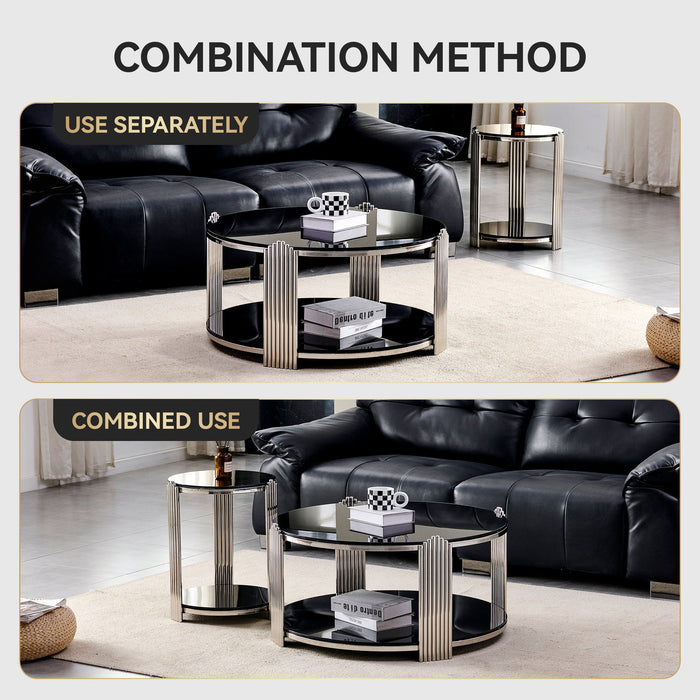 Round Table With Double Layer Storage