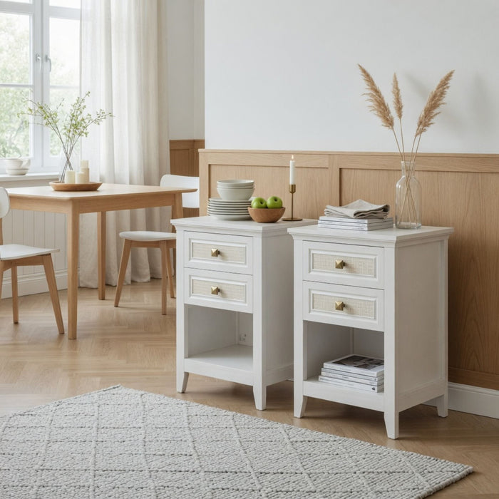 Nightstand With 2 Drawers Bedside Table