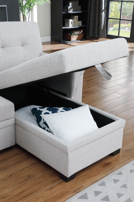 Sierra - Linen Reversible Sleeper Sectional Sofa With Storage Chaise