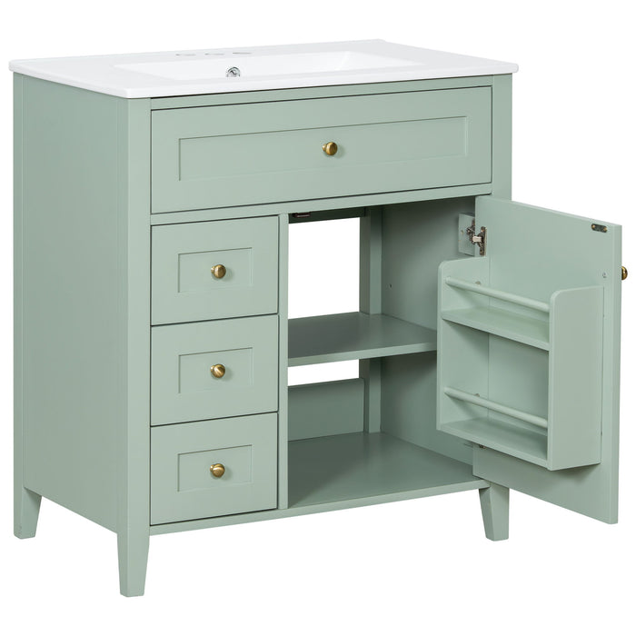 Bathroom Vanity With Sink, 3 Drawers And Adjustable Shelf, Freestanding Storage Unit