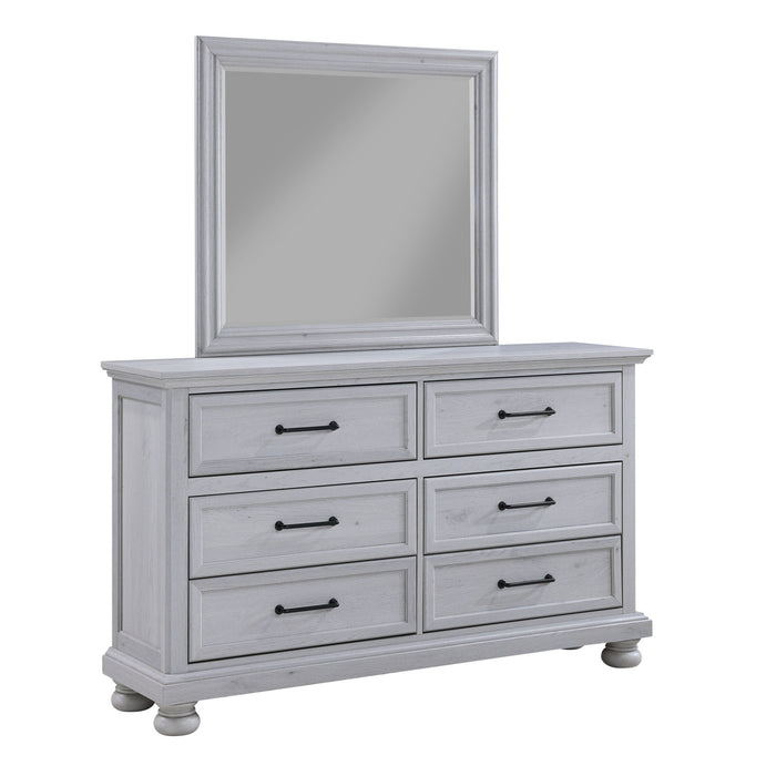 Larksmont - 6-Drawer Dresser With Black Metal Hardware - Oyster Gray
