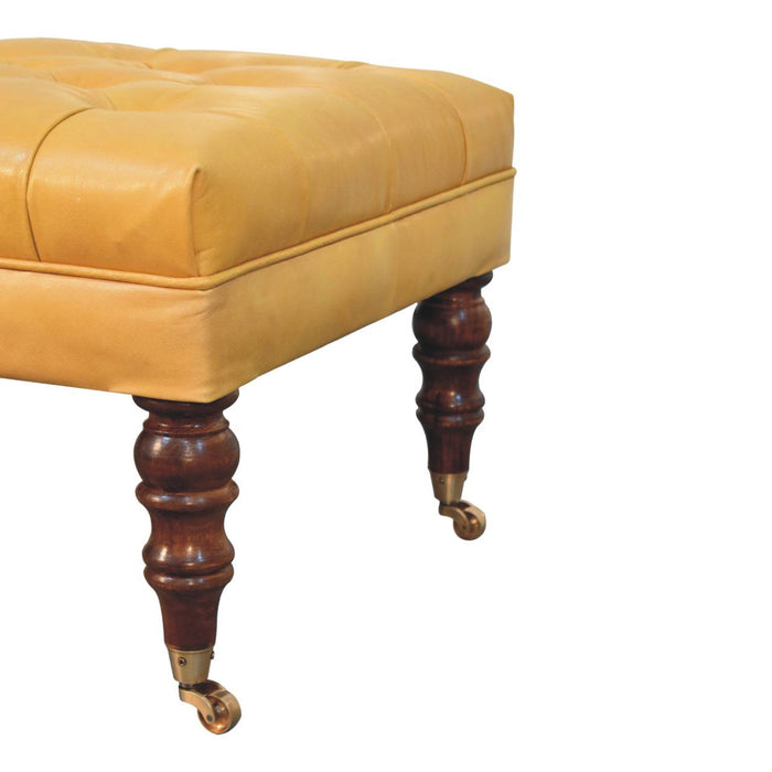 Buffalo - Leather Ottoman With Castor Legs
