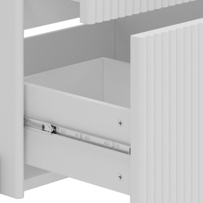 Fluted Bathroom Vanity With Ceramic Sink, Freestanding Design