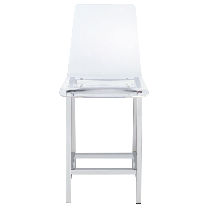 Counter Height Stools With Curved Back Design (Set of 2) - Clear