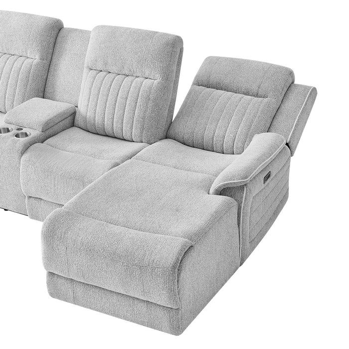 Ian - Power Reclining Chaise With LED Lighting, Pushback Design - Gray