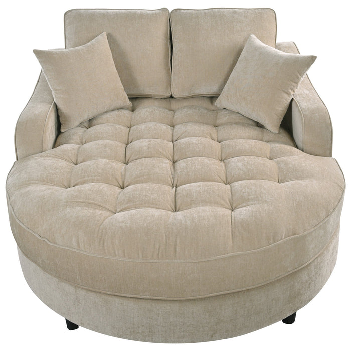 Modern Chaise Lounge Upholstered Sofa Couch With Tufted Seat And Detachable Pillows For Living Room