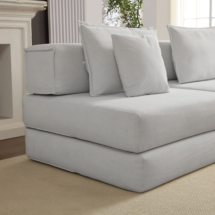 Modular L Shaped Floor Living Room Sofa Set With 6 Pillows