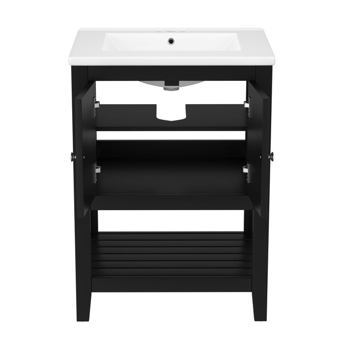 Modern Bathroom Vanity With Sink And Open Shelf