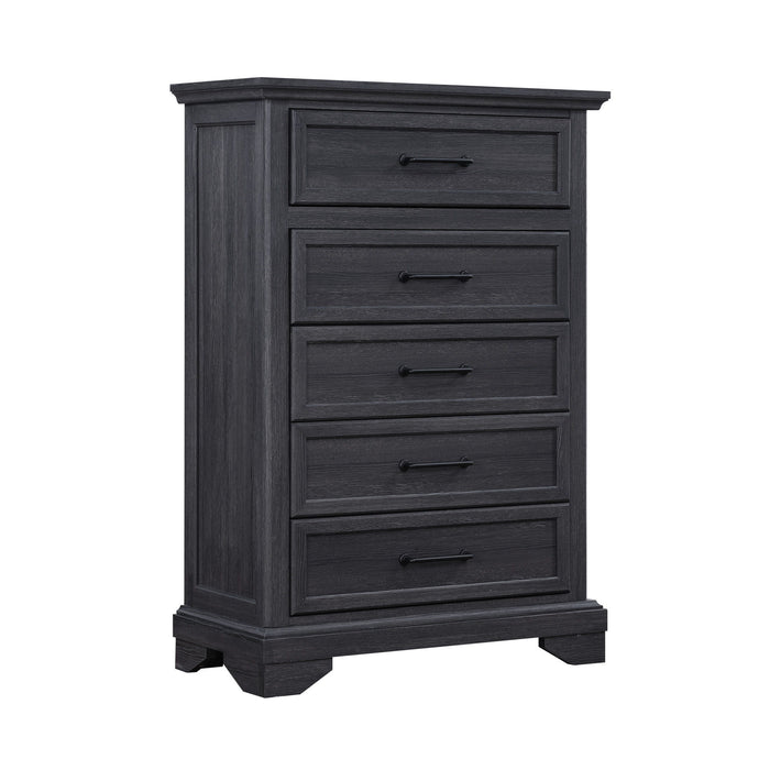 Colville - 5-Drawer Chest With Black Metal Hardware - Charcoal