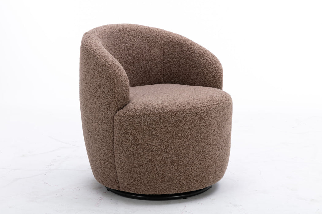 Teddy Fabric Swivel Accent Armchair Barrel Chair With Powder Coating Metal Ring