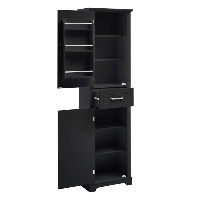 Tall Freestanding Bathroom Storage Cabinet With 2 Doors And Adjustable Shelves
