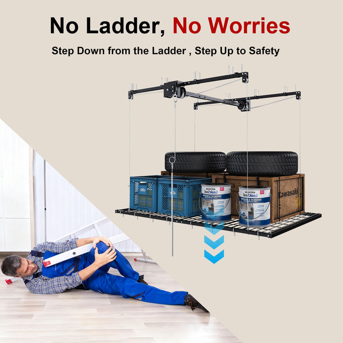 4 X 8 Ft Overhead Garage Storage Rack - Black